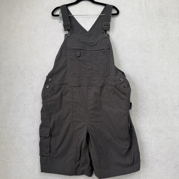 Duluth Trading Bib Overall Shorts Women XL Gray Nylon Stretch Cargo Work Utility - Picture 1 of 12